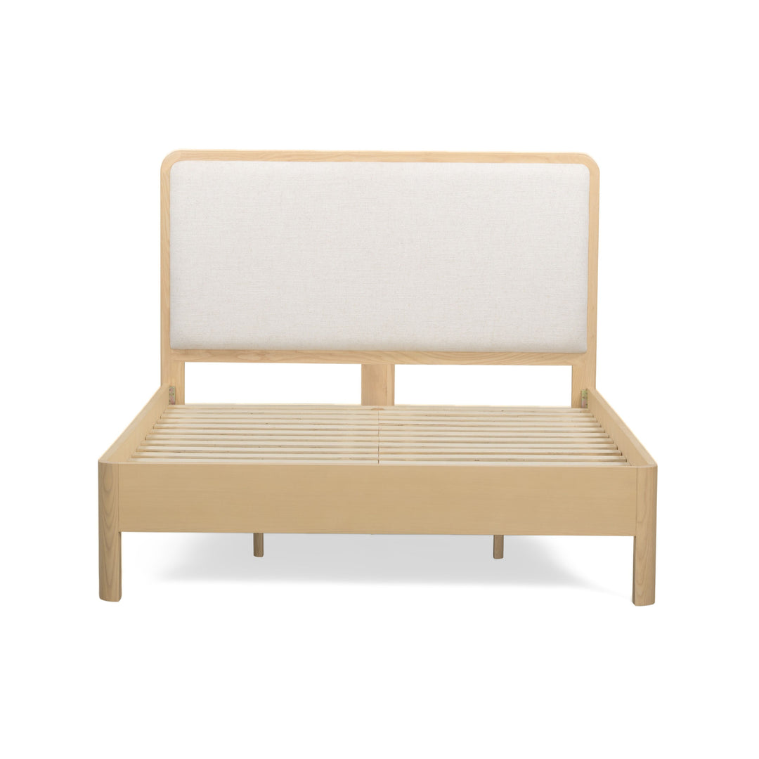 Rafaelle Natural Solid Ash and Cream Upholstered Bed - Queen