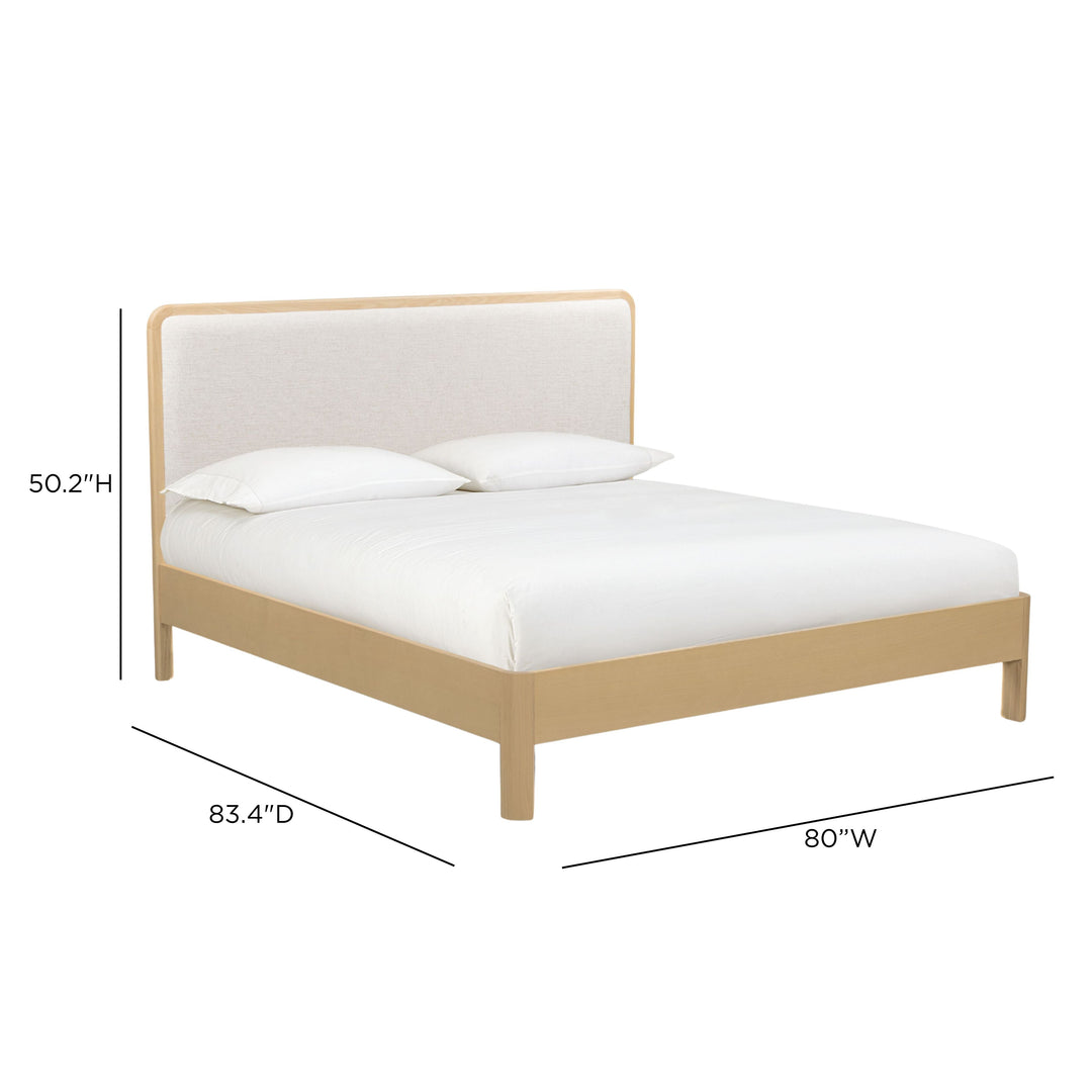 Rafaelle Natural Solid Ash and Cream Upholstered Bed - King