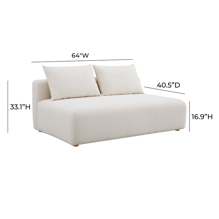 Hangover 64" Cream Performance Boucle Armless Loveseat