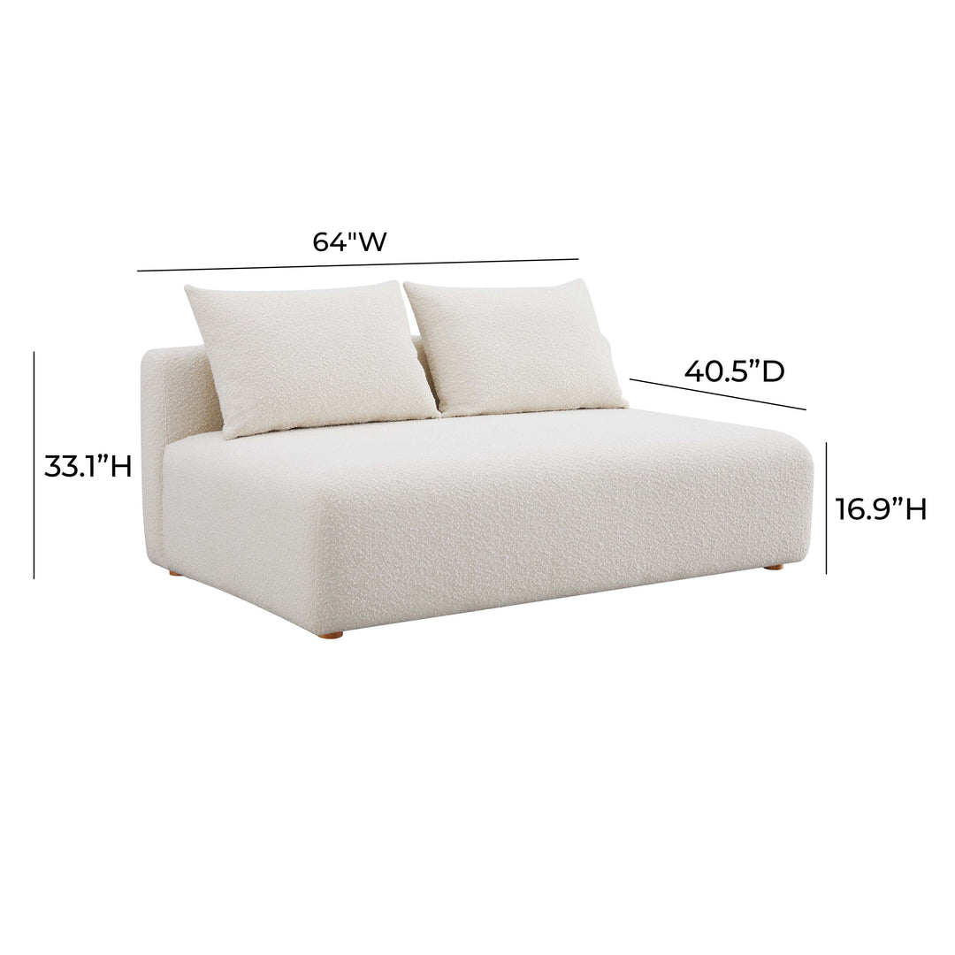Hangover 64" Cream Performance Boucle Armless Loveseat