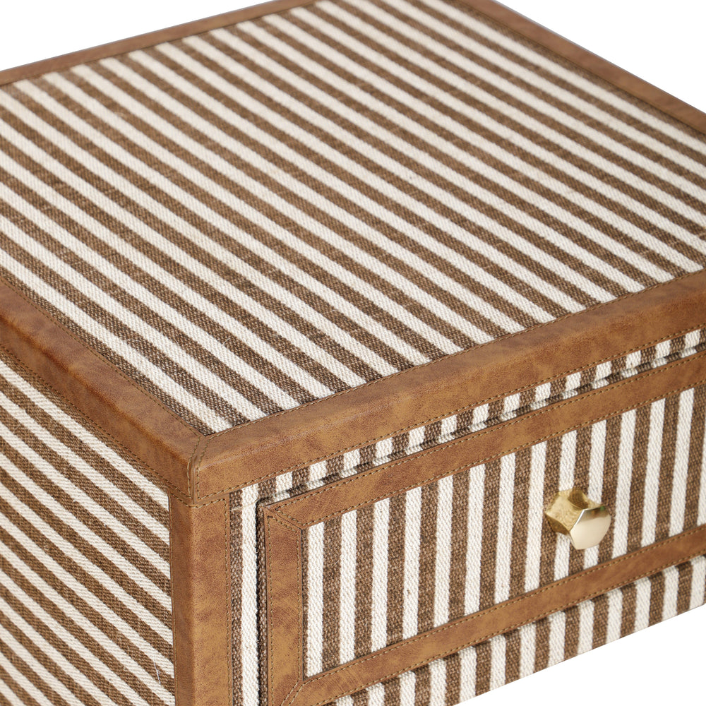 Kora 18" Brown Cotton Jute 1-Drawer Contract-Grade Nightstand