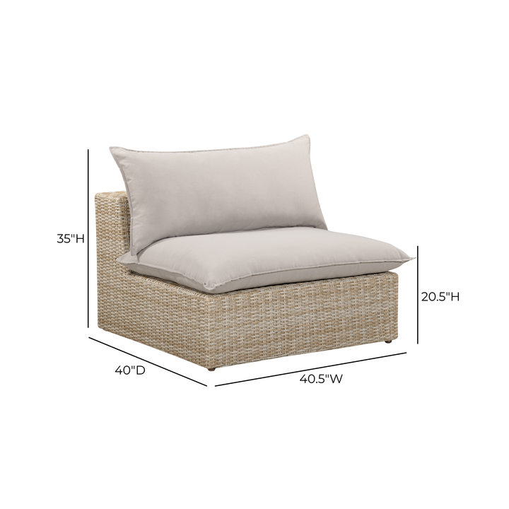 Cali Performance Fabric &amp; Wicker Outdoor Armless Chair
