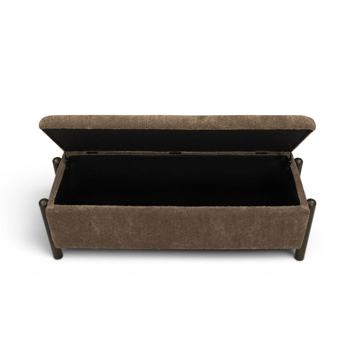 Abby 52" Brown Nubby Fabric Storage Bench