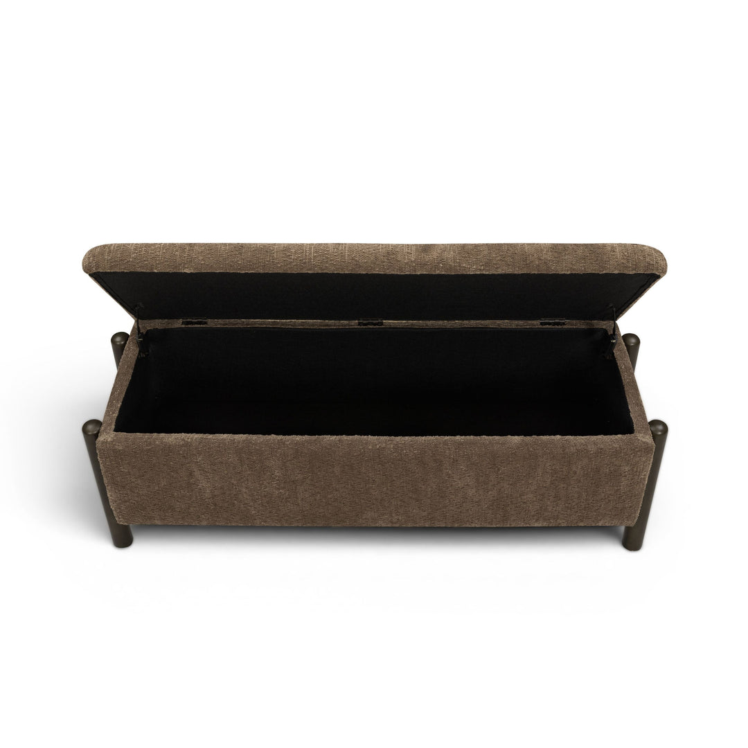 Abby 52" Brown Nubby Fabric Storage Bench