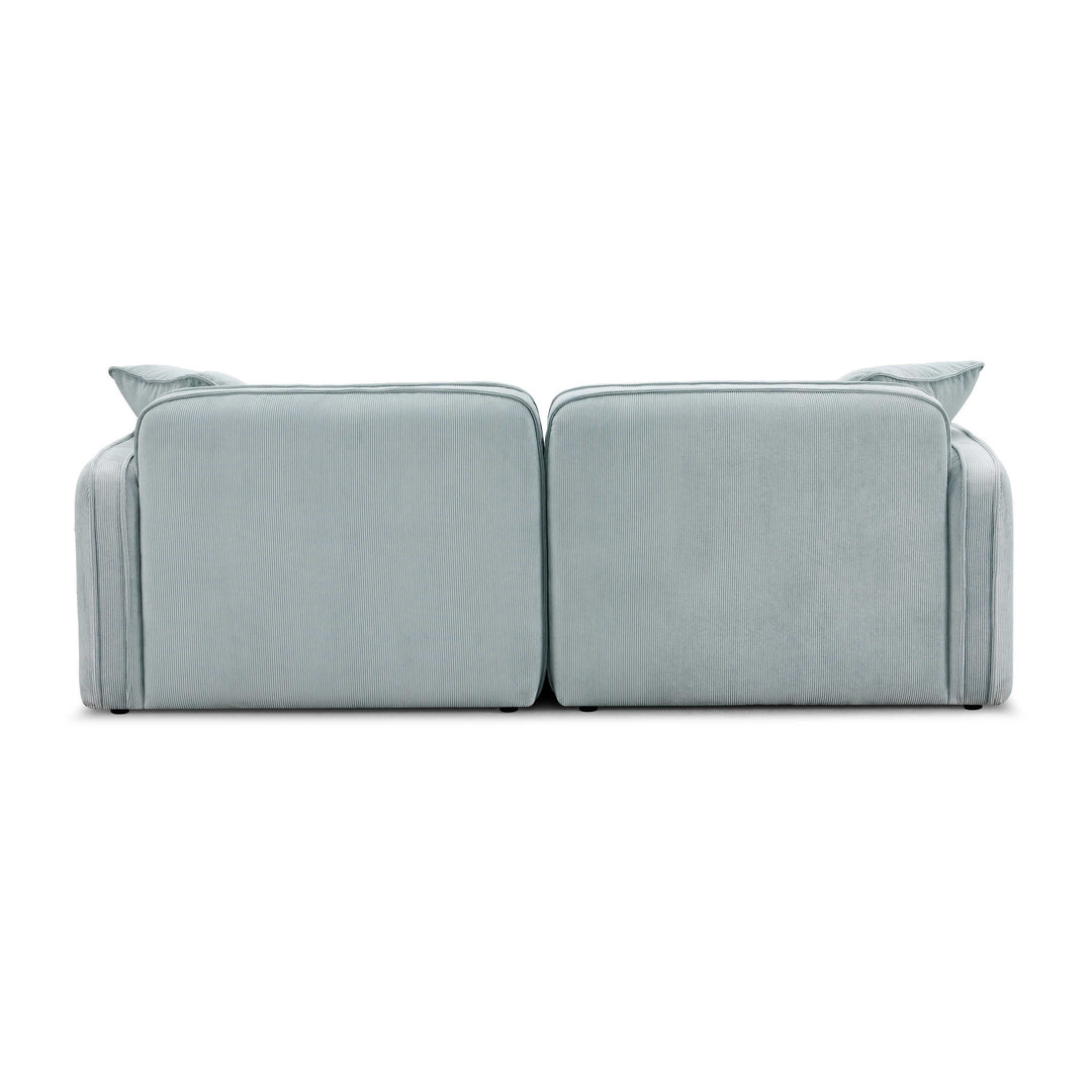 Travie 78" Sea Blue Performance Corduroy Velvet Modular Loveseat