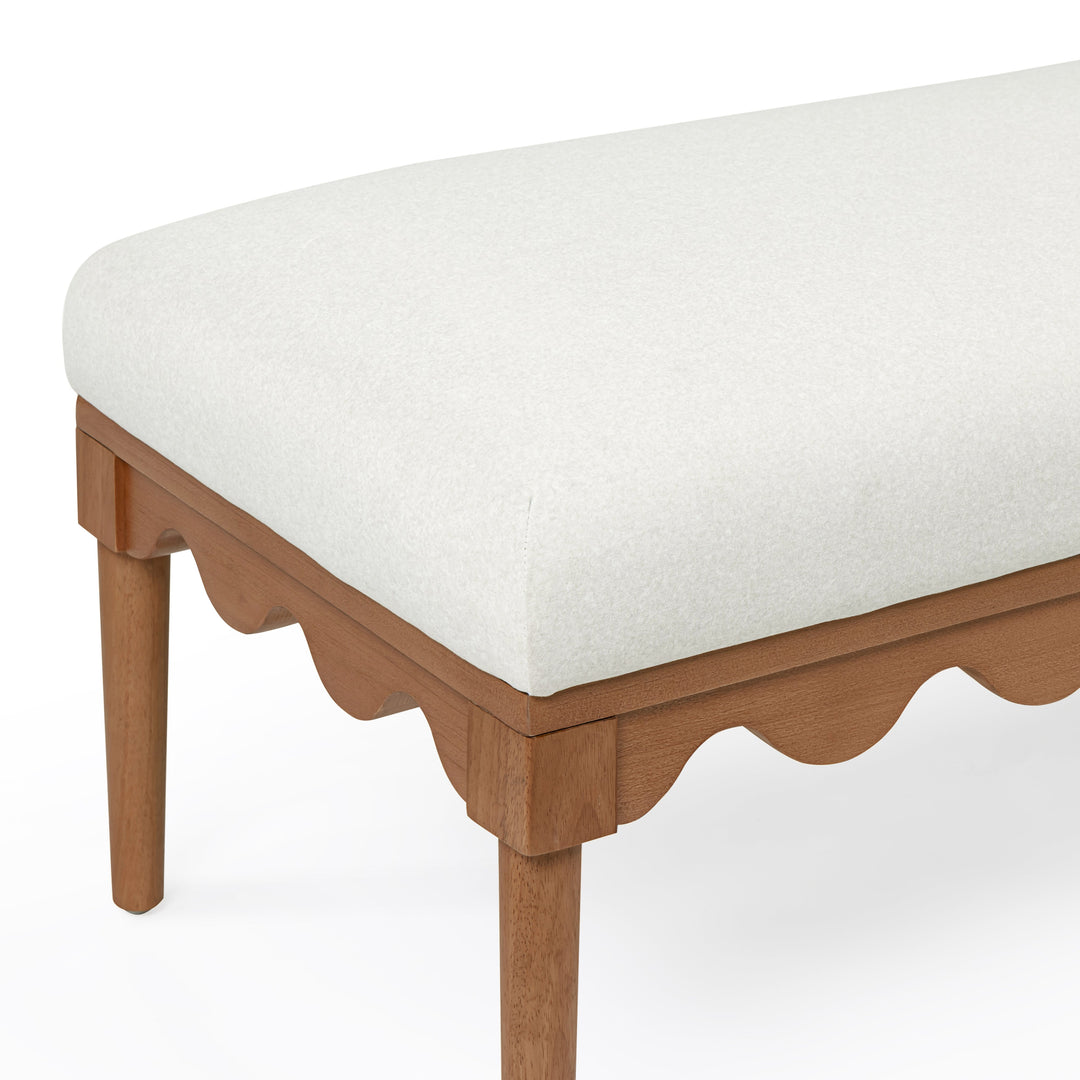 Oodle 56.5" Cream Performance Vegan Mohair Bench