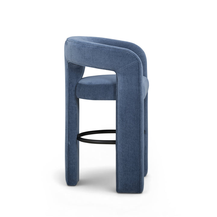 Malone Blue Denim Performance Chenille Bar Stool