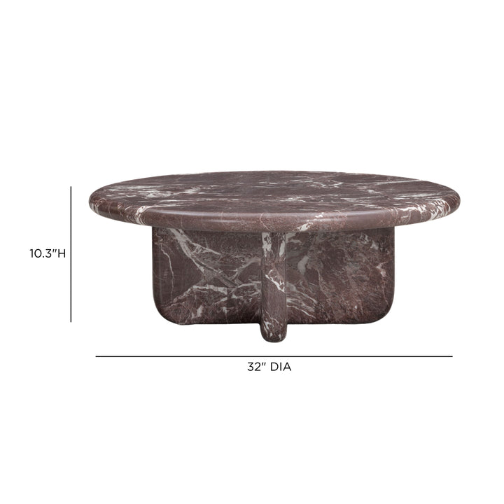Juju Faux Marble Indoor/Outdoor Round Coffee Table (24"-32") - Red Levanto / Large