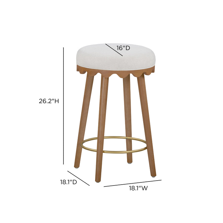 Oodle Cream Performance Vegan Mohair Counter Stool - Light Walnut