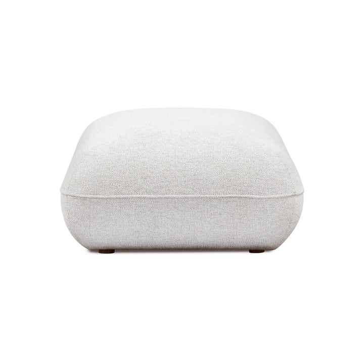 Arezza Stone White Contract-Grade Basketweave Chenille Ottoman