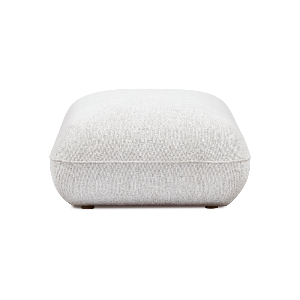 Arezza Stone White Contract-Grade Basketweave Chenille Ottoman