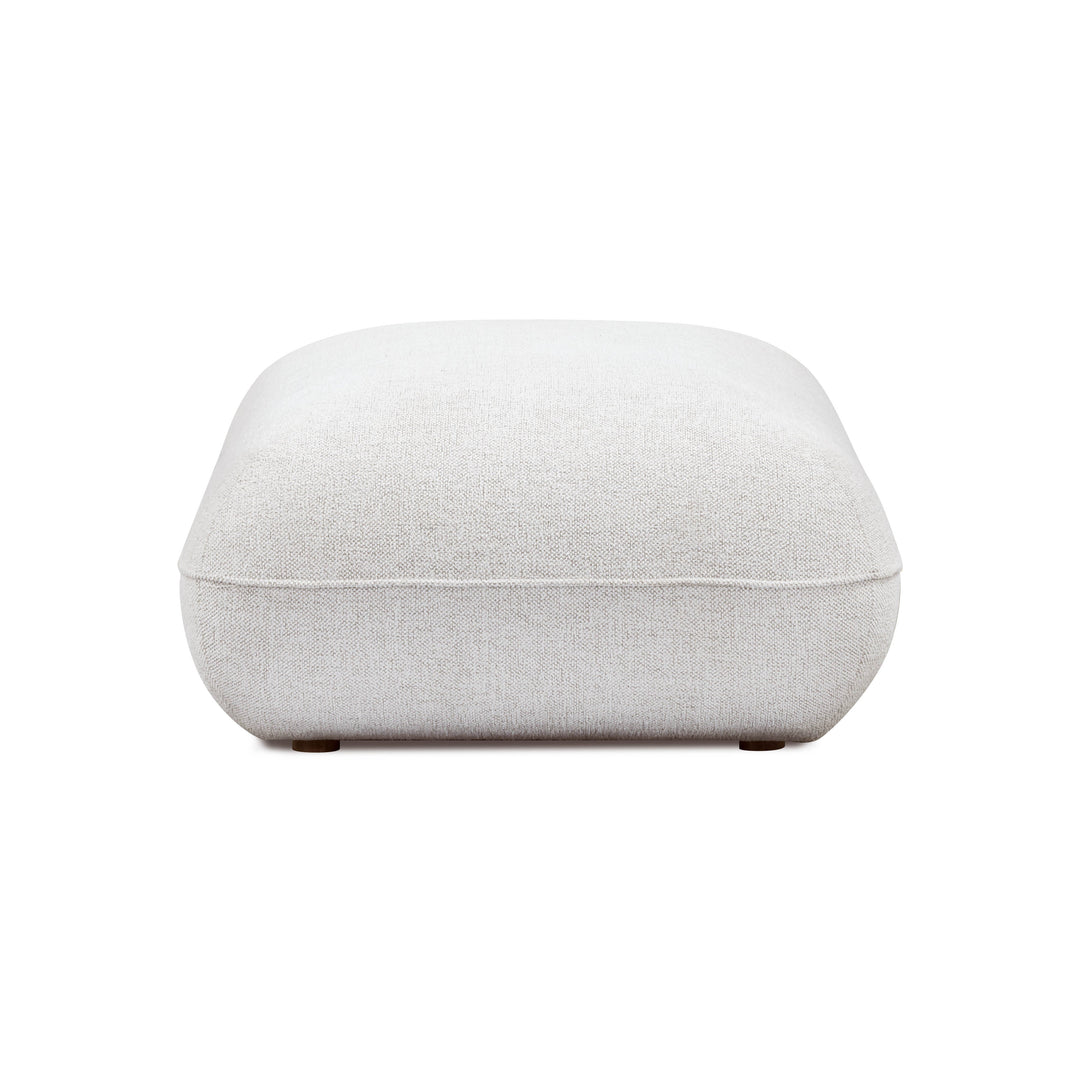 Arezza Stone White Contract-Grade Basketweave Chenille Ottoman