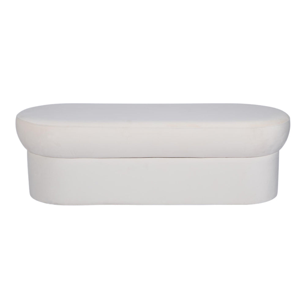 Andrea Performance Velvet Storage Bench (31"-50") - Cream / 50"