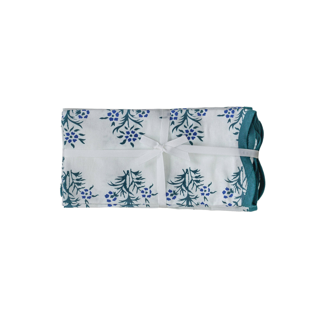 Crissy Blue Cornflower Cotton Canvas Printed Napkins - Set of 4