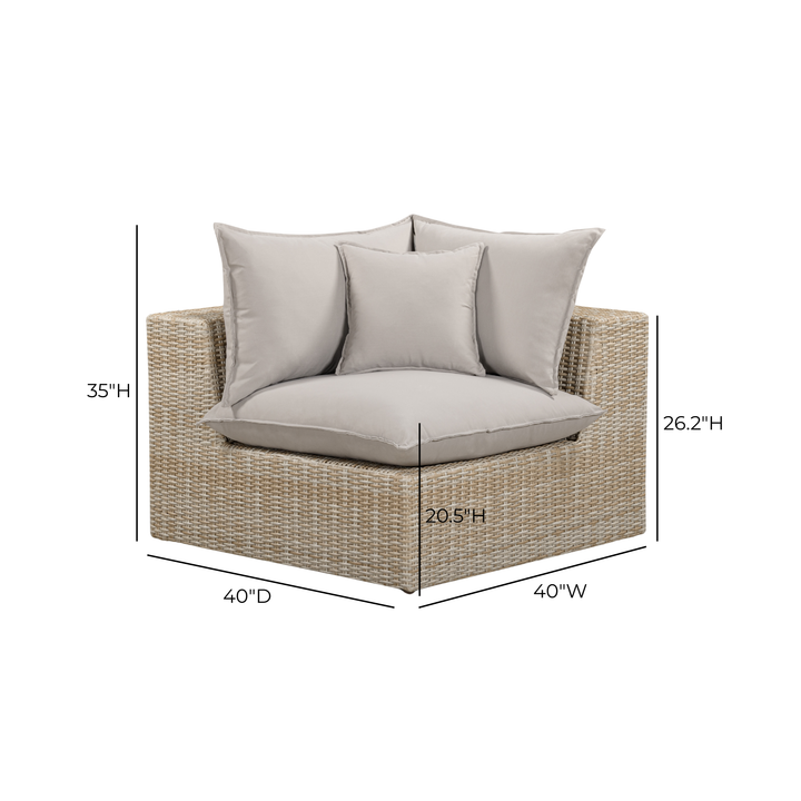 Cali Performance Fabric &amp; Wicker Outdoor Corner Chair