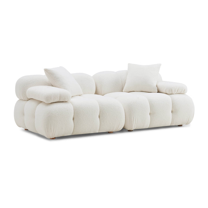 Calliope 79" Cream Vegan Shearling Modular Loveseat