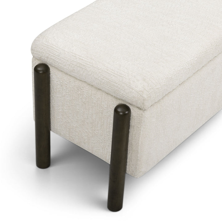 Abby 52" Cream Nubby Fabric Storage Bench