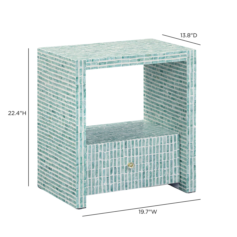 Tia 20" Blue Mother of Pearl Nightstand
