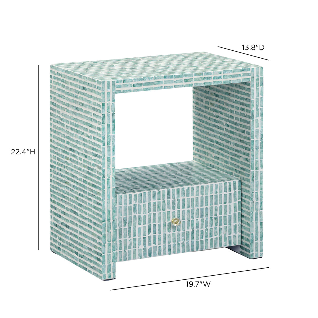 Tia 20" Blue Mother of Pearl Nightstand