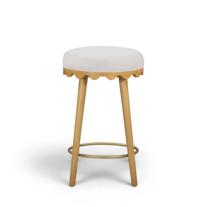 Oodle Cream Performance Vegan Mohair Counter Stool - Natural Ash
