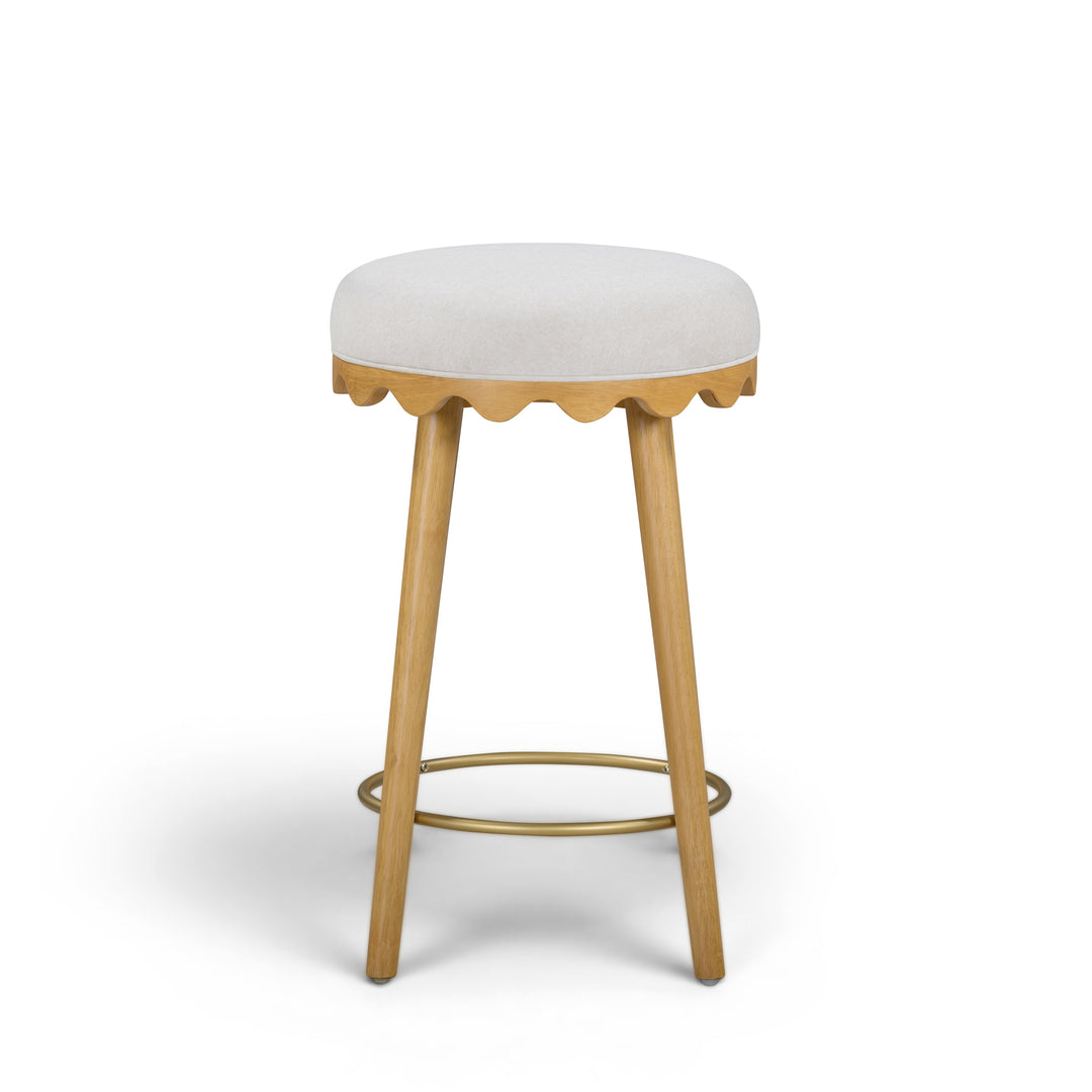 Oodle Cream Performance Vegan Mohair Counter Stool - Natural Ash