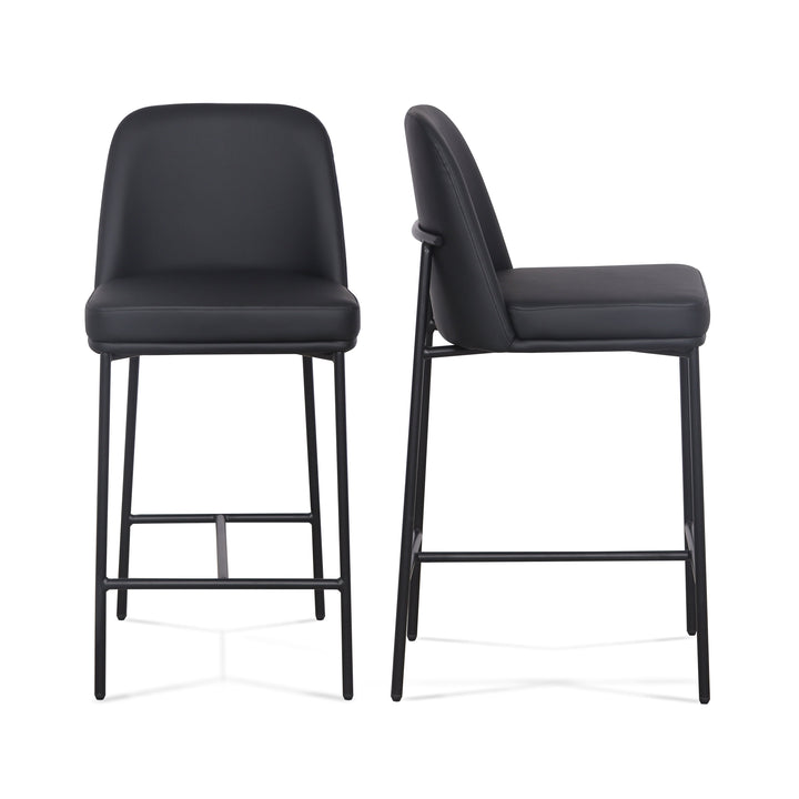 Sydney Black Performance Vegan Leather Counter Stool - Set of 2