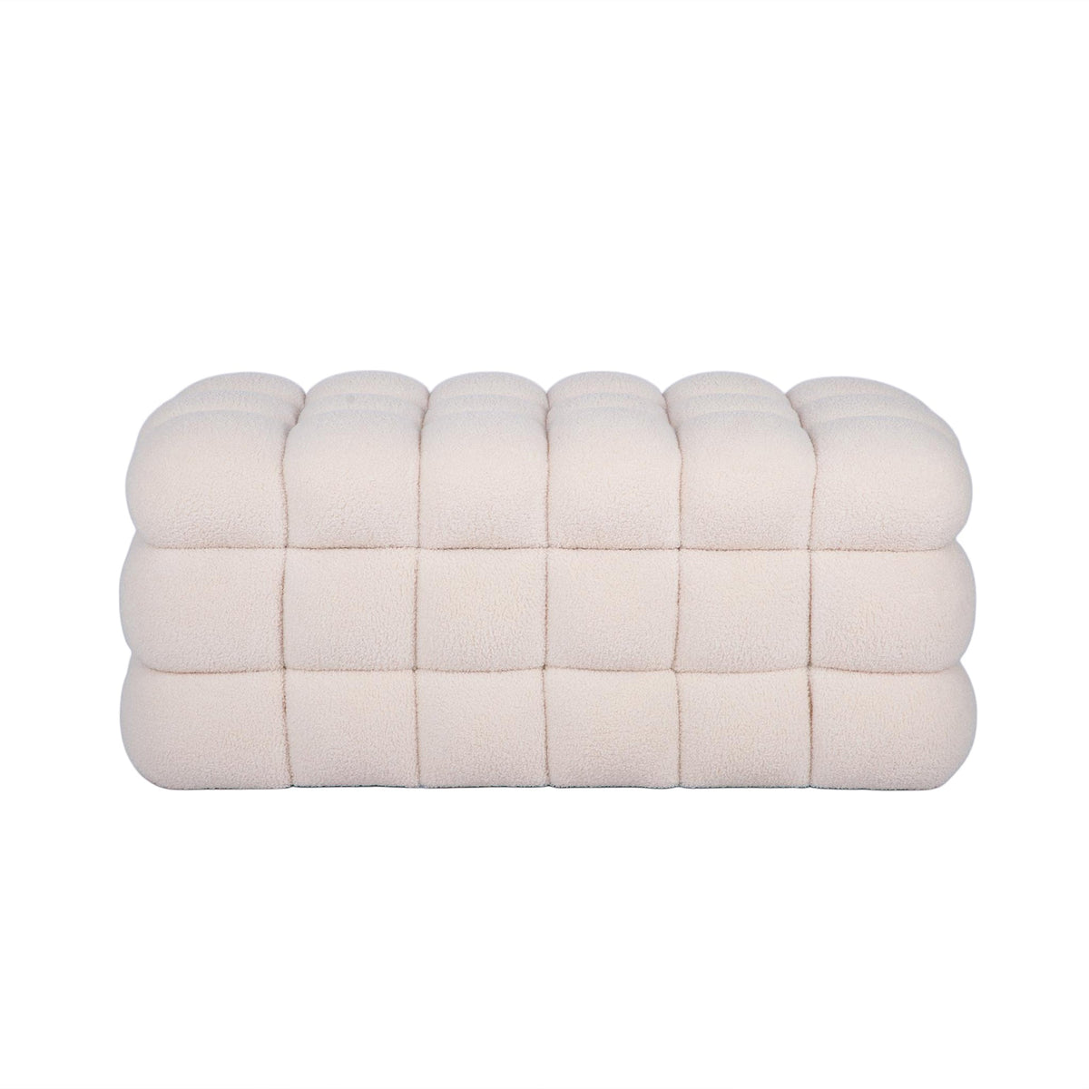 Anita 39" Faux Shearling Storage Bench With Reversible Tray Top - Cream