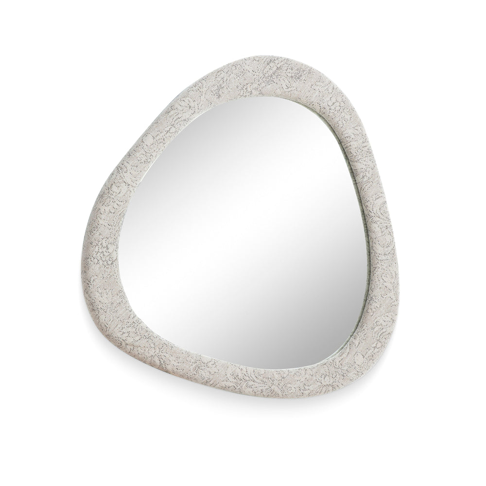 Klaryss 32"X25" Neutral Floral Jacquard Wall Mirror