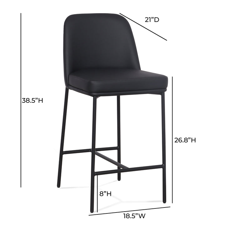 Sydney Black Performance Vegan Leather Counter Stool - Set of 2