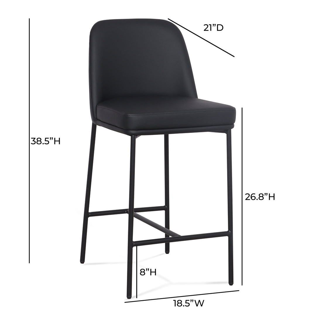 Sydney Black Performance Vegan Leather Counter Stool - Set of 2