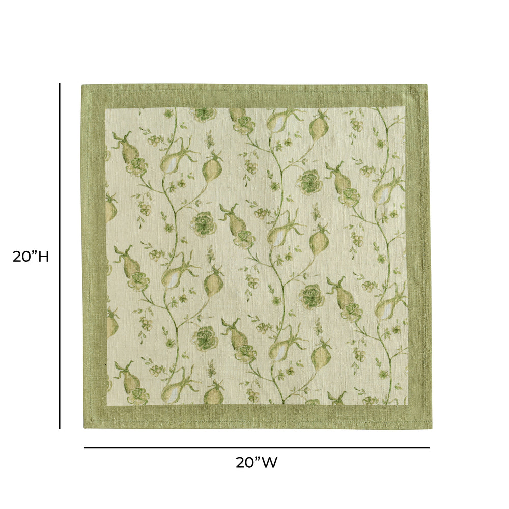 Dolce Olive Green Natural Cotton Napkins - Set of 4