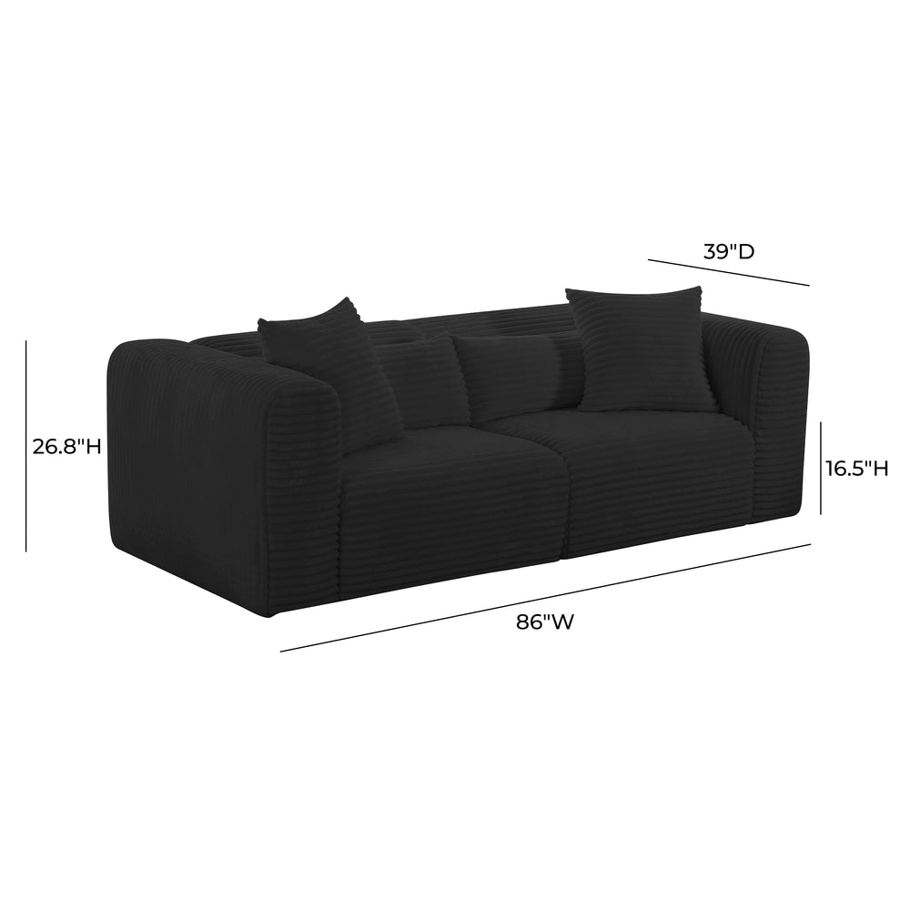 Tarra 86" Black Performance Corduroy Modular Loveseat