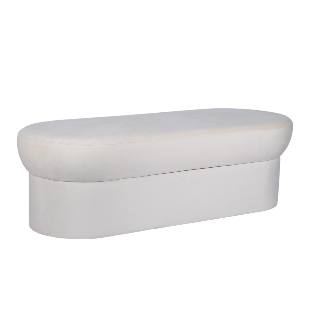 Andrea Performance Velvet Storage Bench (31"-50") - Cream / 50"