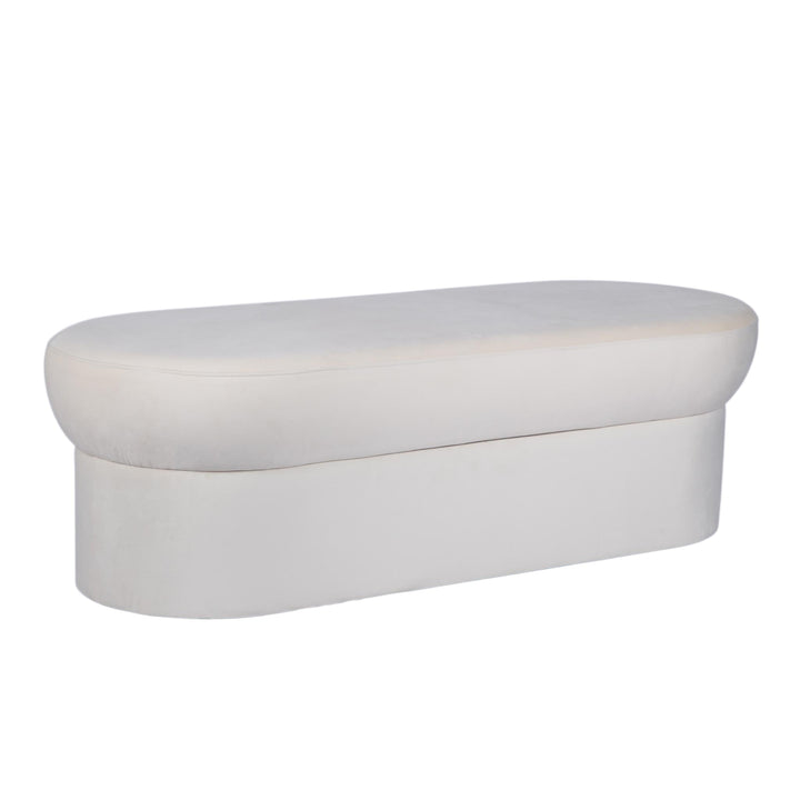 Andrea Performance Velvet Storage Bench (31"-50") - Cream / 50"