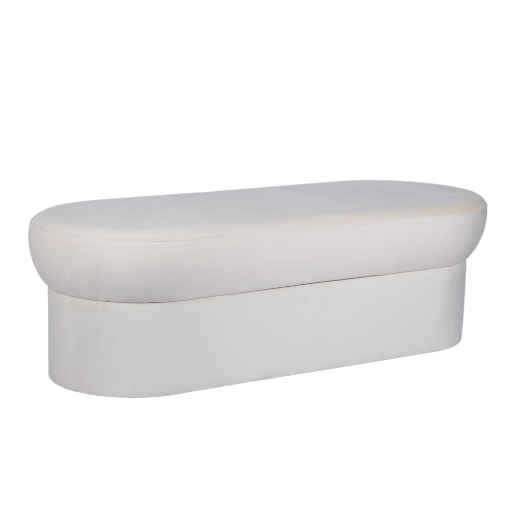 Andrea Performance Velvet Storage Bench (31"-50") - Cream / 50"