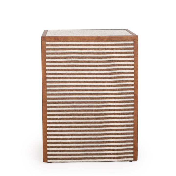 Kora 18" Brown Cotton Jute 1-Drawer Contract-Grade Nightstand