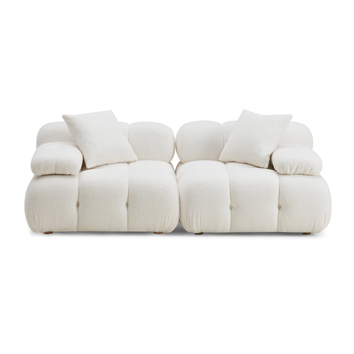 Calliope 79" Cream Vegan Shearling Modular Loveseat