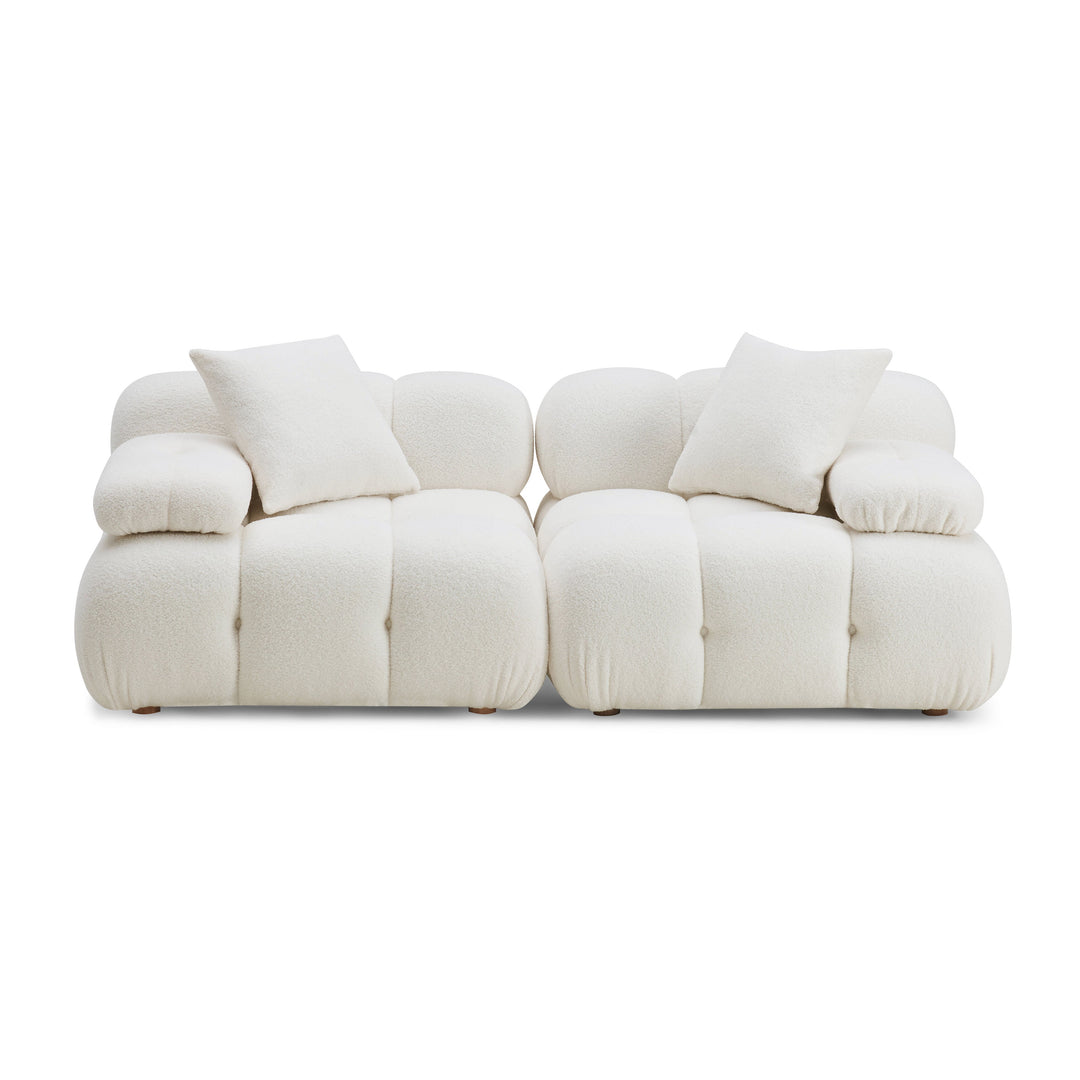 Calliope 79" Cream Vegan Shearling Modular Loveseat