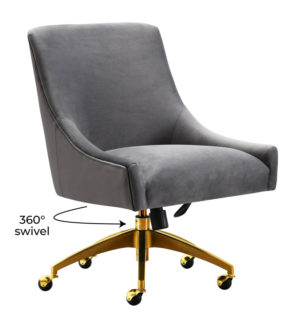 Beatrix Performance Velvet Office Swivel Chair - Grey