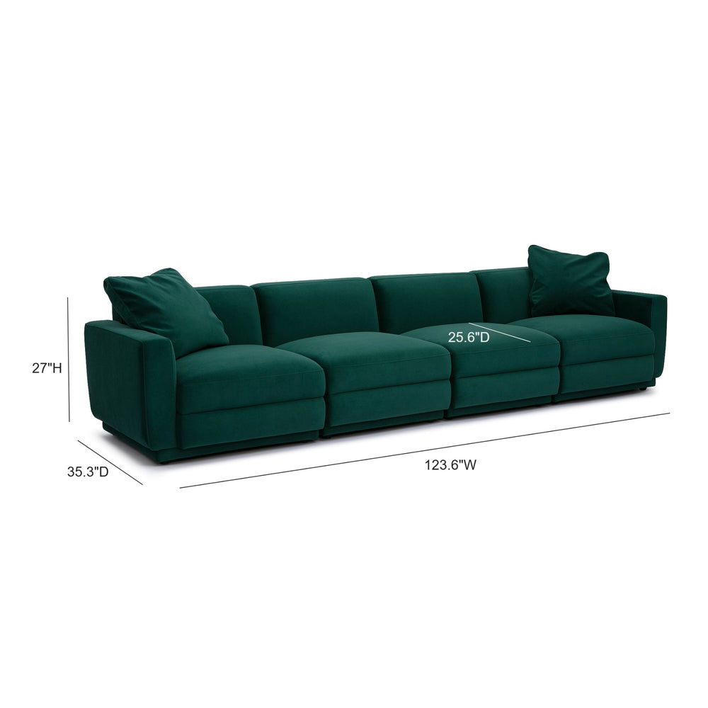 Perry Modular Sofa (96"-124") - Deep Green / 124"