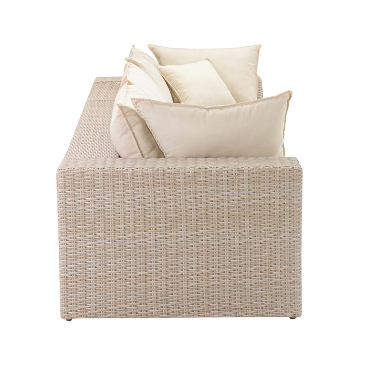 Cali 120" Performance Fabric &amp; Wicker Outdoor Sofa