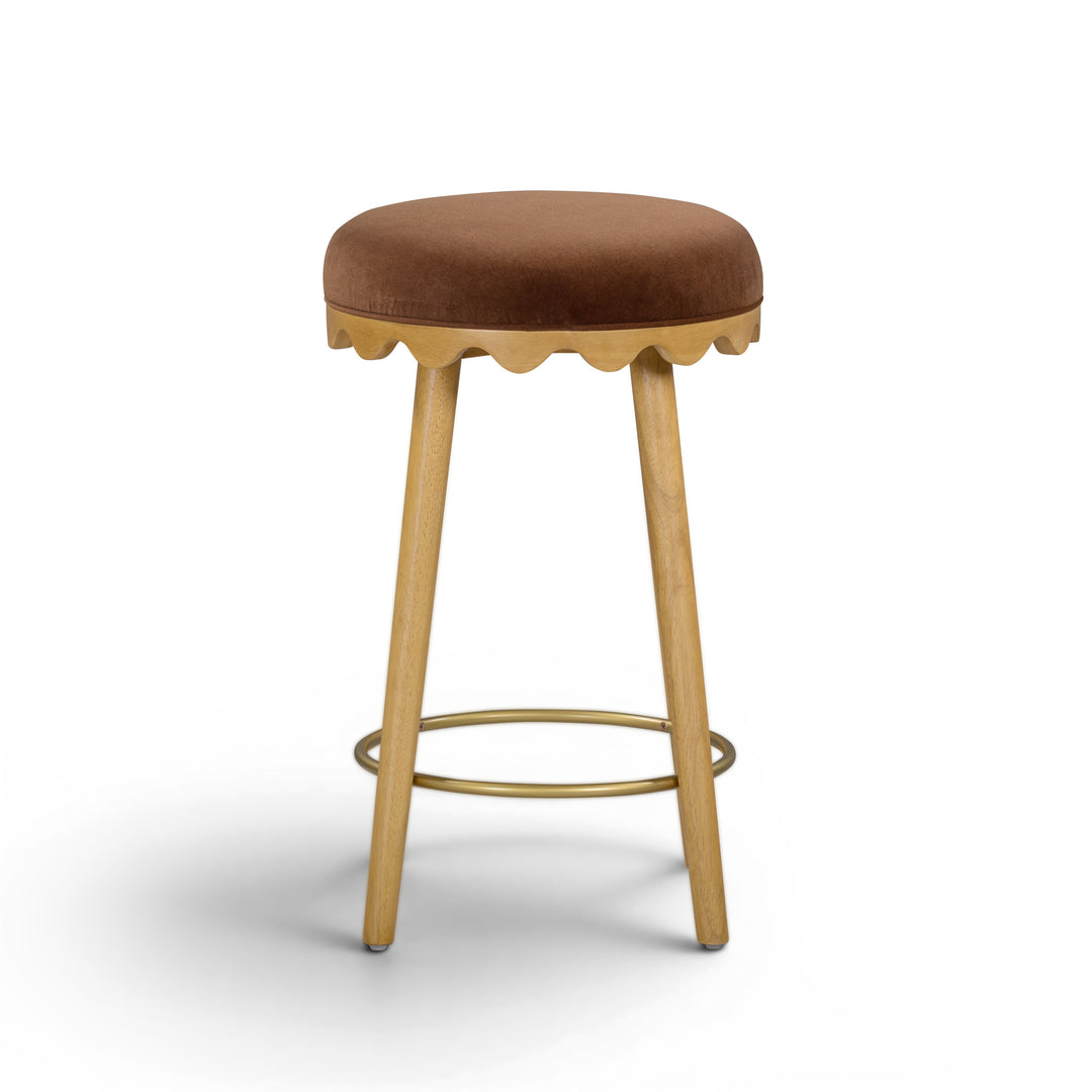 Oodle Bronze Performance Vegan Mohair Counter Stool - Natural Ash