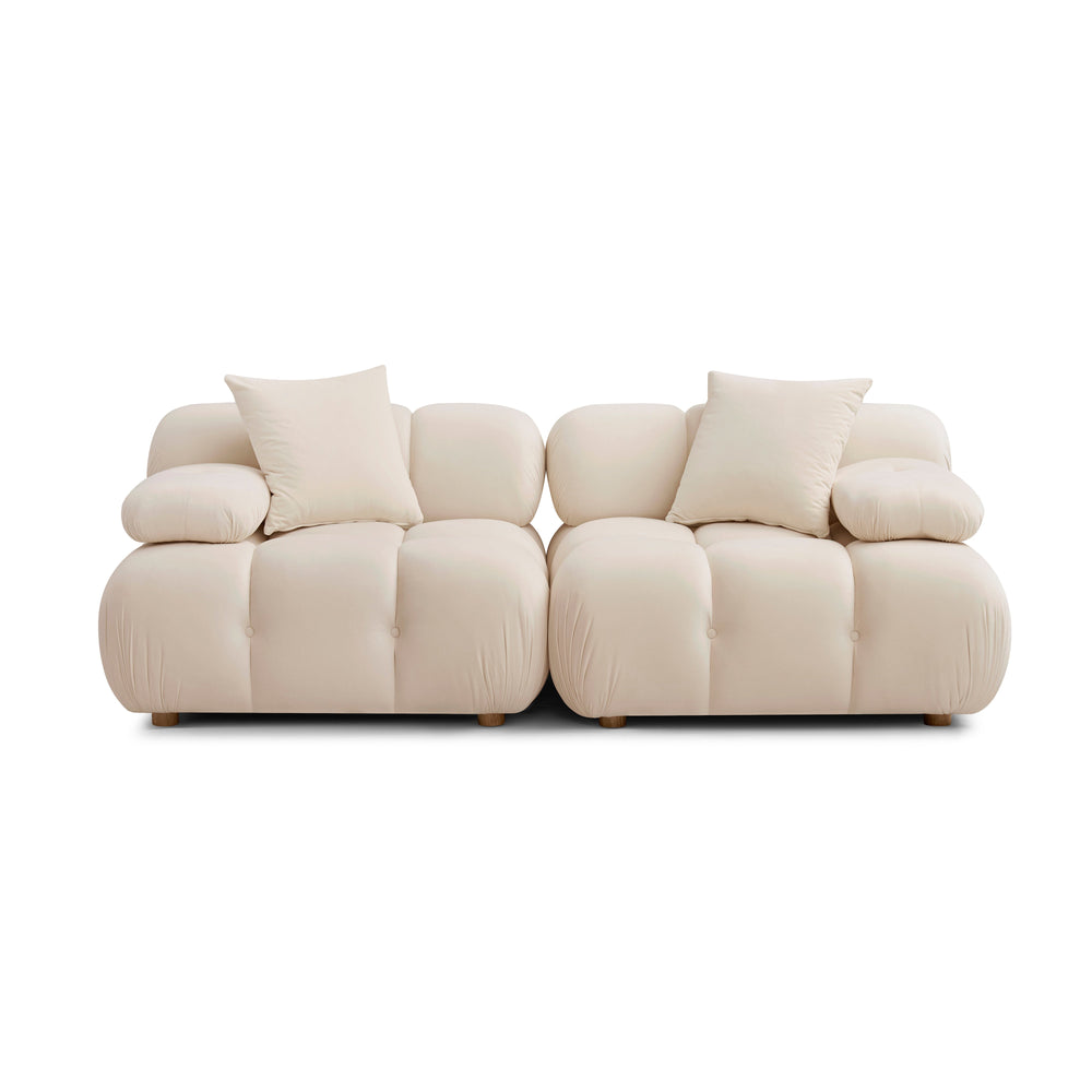 Calliope 79" Off-White Contract-Grade Performance Fabric Modular Loveseat