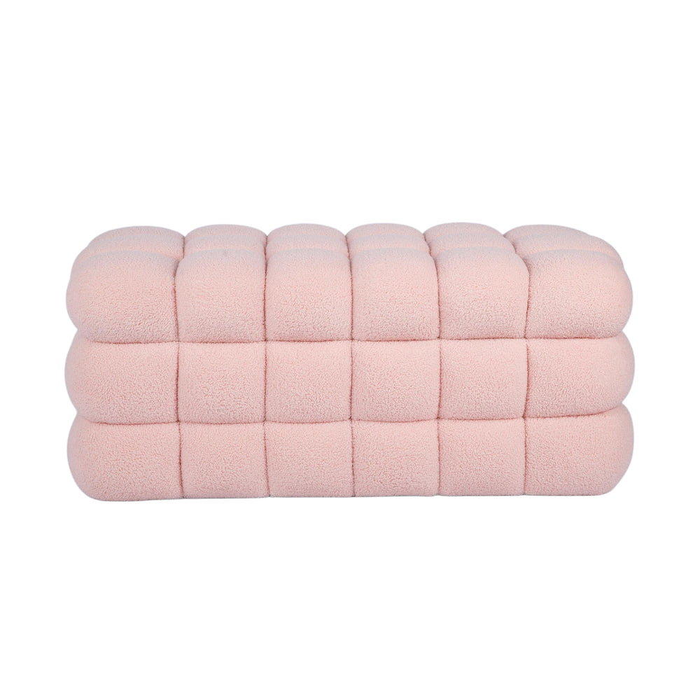 Anita 39" Faux Shearling Storage Bench With Reversible Tray Top - Pink