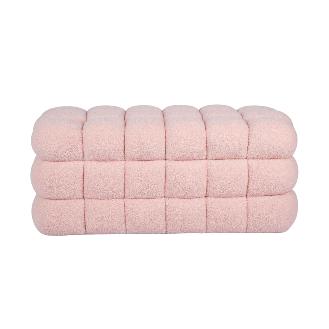 Anita 39" Faux Shearling Storage Bench With Reversible Tray Top - Pink