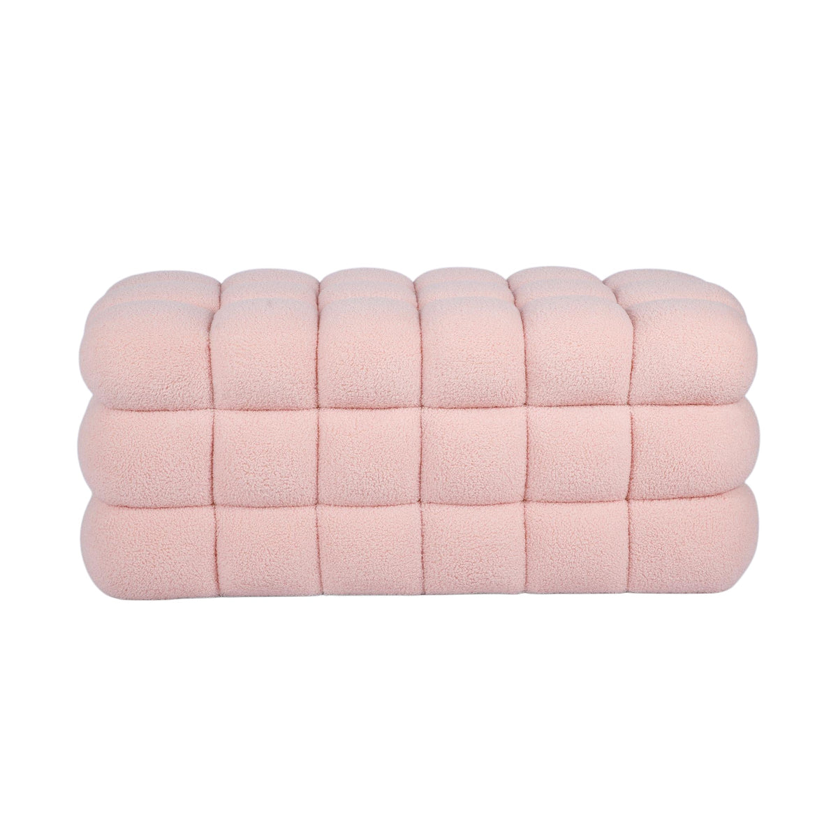 Anita 39" Faux Shearling Storage Bench With Reversible Tray Top - Pink