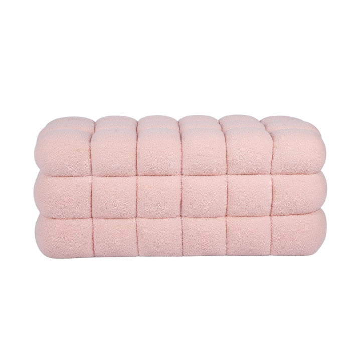 Anita 39" Faux Shearling Storage Bench With Reversible Tray Top - Pink