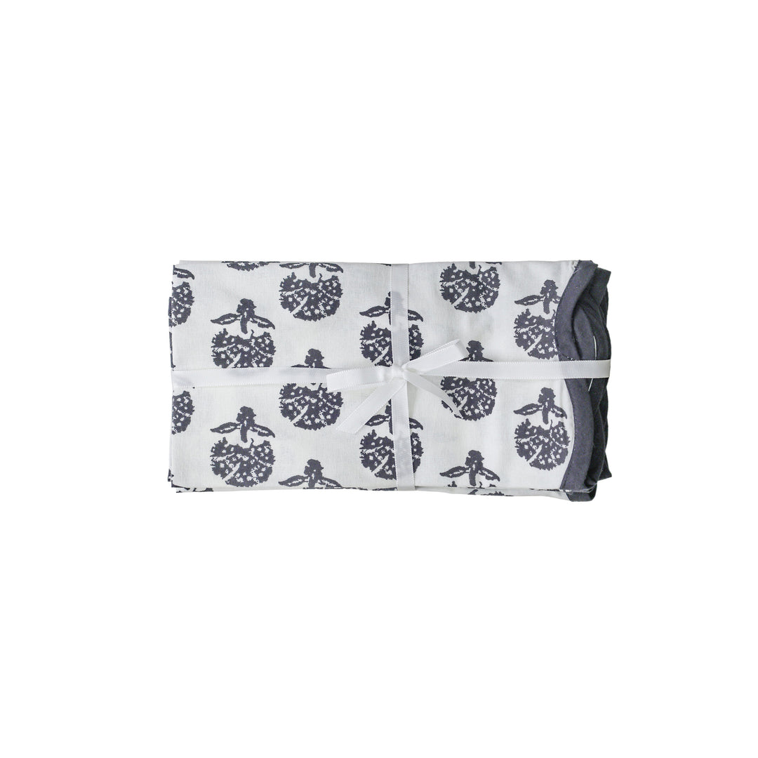 Crissy Black Vintage Floral Cotton Canvas Printed Napkins - Set of 4
