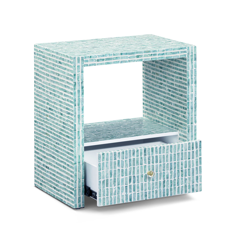 Tia 20" Blue Mother of Pearl Nightstand