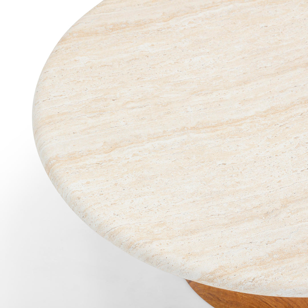 Cynthia 36" Travertine & Walnut Concrete Indoor/Outdoor Coffee Table